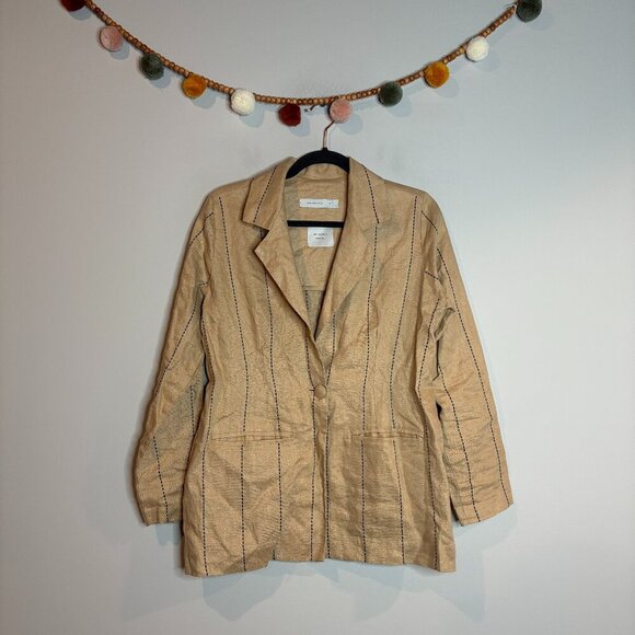 Junior Costa tan linen striped blazer jacket - Picture 1 of 6